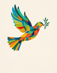 Fototapeta premium Colorful Geometric Dove Peace Bird Art Print