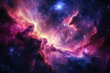 Fototapeta premium Colorful cosmic nebula displayed in the depths of space at night