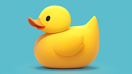 Fototapeta premium 3D yellow duck on blue background