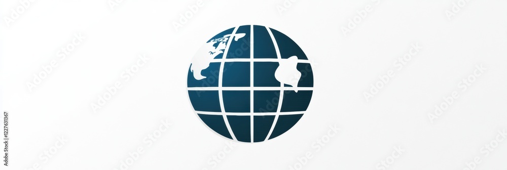 Aufkleber Symbolic globe design featuring grid patterns and continents in a minimalistic style showcasing global interconnectedness. Generative AI