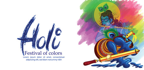 Happy Holi Background for Festival of Colors celebration vector elements for card, greeting, poster design for video.
