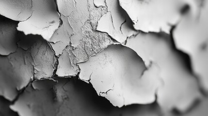 Obraz premium Close up of peeling paint texture showing multiple layers in monochrome tones perfect for artistic and design backgrounds