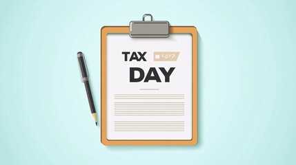 Tax Day Clipboard Flat Vector Illustration for Financial Reporting and Accounting Purposes