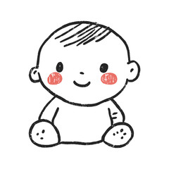 Cute baby hand drawn vector illustration. Naive doodle art drawing pencil