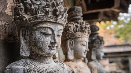 Obraz premium Ancient sculptures in historical ruins highlighting exceptional craftsmanship and artistic heritage