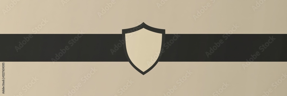 Poster shield emblem displayed on a neutral background with bold accents for branding or decorative purpose