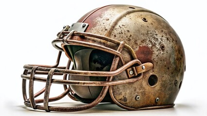 Fototapeta premium American Football Helmet PNG, Isolated, Vintage Style, Gridiron Gear, Sports Equipment Background
