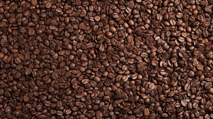 Macro close-up of a rich texture of roasted brown coffee beans perfect for backgrounds and culinary themes.