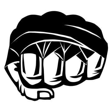 Hand punch, fist, mma glove, Silhouette illustration. vector