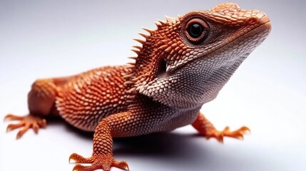 Obraz premium Detailed Close-Up of a Vibrant Bearded Dragon with Fine Texture and Unique Coloration on a White Background