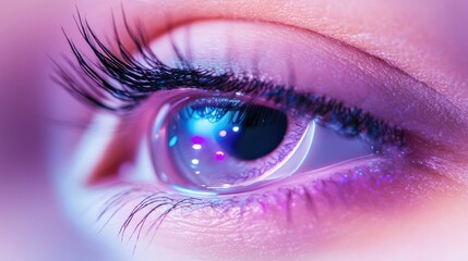 Macro Close-Up of Female Eye with Contact Lens Highlighting Detail and Vibrant Colors