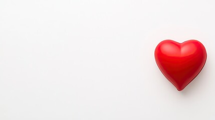 Obraz premium Bright Red Heart Symbol on Soft White Background Representing Love, Affection, and Care in Minimalist Style