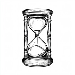 Vintage Hand-drawn Sandglass Hourglass on White Background