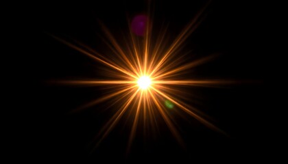 Radiant glowing sun rays piercing through a black background, creating a dramatic and luminous visual effect