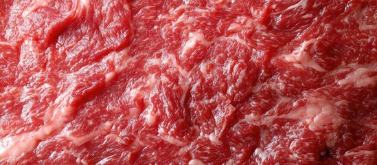 Fresh Raw Marbled Japanese Ground Beef Texture with Blank Space for Culinary Text or Marketing Promotions