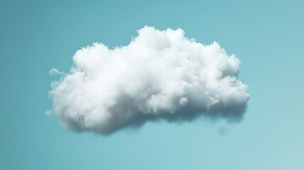 Obraz premium Fluffy white cloud floating in a clear blue sky creating a serene and peaceful atmosphere for nature or weather-related themes.