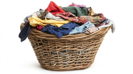 Overflowing Laundry Basket Filled With Dirty Clothes Representing Household Chores and Domestic Tasks
