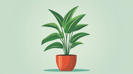 Stylish Houseplant in Pot Vector Illustration for Home Decor Ideas