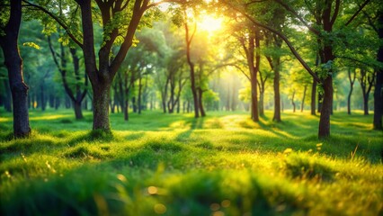 Fototapeta premium Animated Tilt-Shift Forest Clearing: Sunlit Meadow, Miniature Landscape