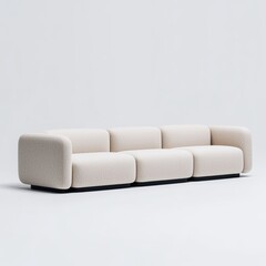 Modern Plush Sofa in Minimalist Style with Soft Curves and Light Neutral Color Scheme