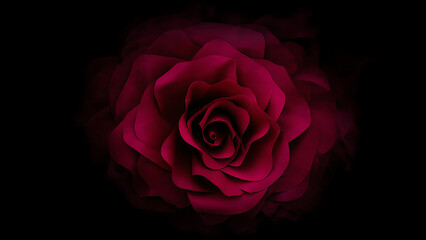 Red Rose Close-Up on Black Background – Elegant Floral Portrait with Velvety Petals and Dramatic Contrast for Romantic or Artistic Themes