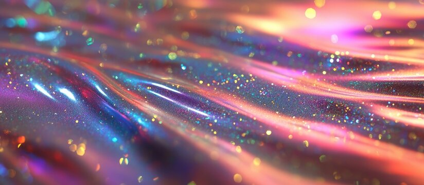 Glittering Holographic Background with Neon Spectrum Waves and Space for Text Ideal for Elegant Designs and Celebratory Cards