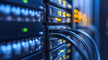 Naklejka premium Network Storage Infrastructure with Hard Drives and Cables for Data Recovery and Technology Infrastructure Concepts