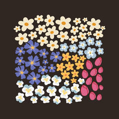 Botanical abstract background art vector set. Flower art design for print, wallpaper, clipart, wall art for home decoration. Spring flower posters