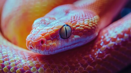 Fototapeta premium Macro Photography of Vibrant Snake Displaying Detailed Scales in Natural Habitat