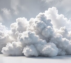 Soft white cloud floats on a pristine white background, gentle formation, soft white cloud