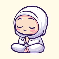 Cute Hijab Girl Praying vector illustration 