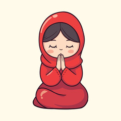 Cute Hijab Girl Praying vector illustration 