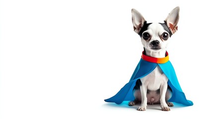 a chihuahua in a tiny superhero cape, comic book style, vibrant colors, isolated on white background