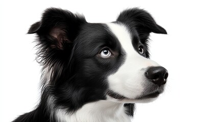 Fototapeta premium a Border Collie staring intensely, highenergy and focused, sharp photorealistic details, isolated on white background