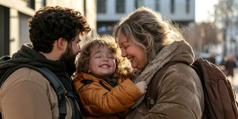 Portrait of Family Outdoors in Winter Clothing