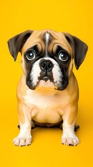 Obraz premium a bulldog puppy with big sad eyes, heartwarming and expressive, vintagestyle painting, isolated on white background