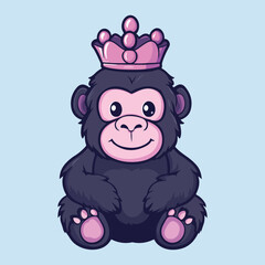 Cute Gorilla Or King Kong Animal vector illustration 