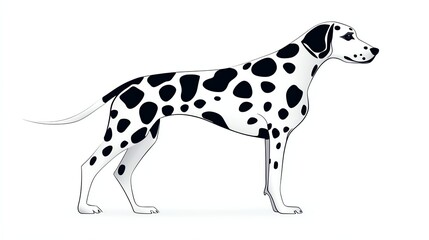 a Dalmatian dog standing proudly, bold graphic design, strong contrast, isolated on white background