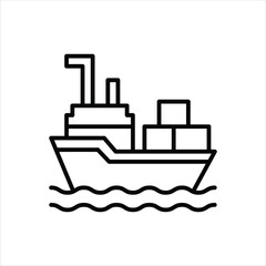 Obraz premium Cargo Ship Line Icons Design Elements Illustration