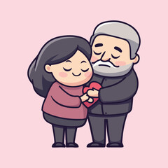 Cute Grandparents Couple vector illustration 