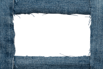 Hole in denim on a white background. Ripped jeans