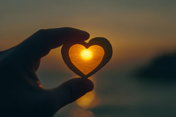 Fototapeta premium Heart-shaped bread silhouette illuminated by sunlight in a cozy indoor setting