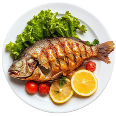 Delicious Fried Fish Dish on transparent background