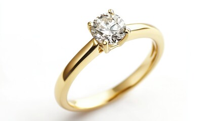 Elegant Solitaire Diamond Engagement Ring in Yellow Gold Setting