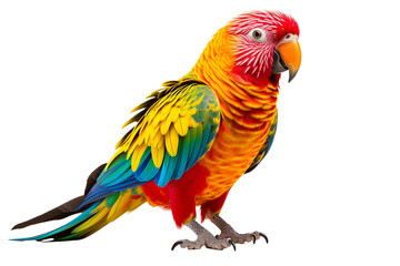 Obraz premium Colorful Parrot Perched with Vibrant Feathers on Cut-Out