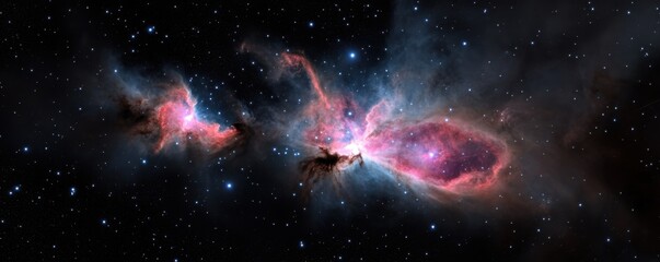 Naklejka premium Stunning Cosmic Landscape with Nebula and Stars in Deep Space