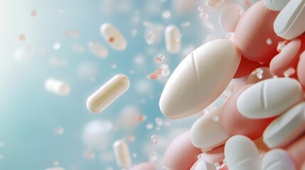 Natural Birth Analgesia Medication Pills and Drops for Pregnancy on a Colorful Background