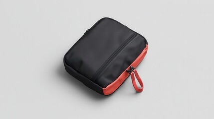 Fototapeta premium Minimalist Black and Orange Product Bag on a Clean Background for Stylish Organization and Storage Needs
