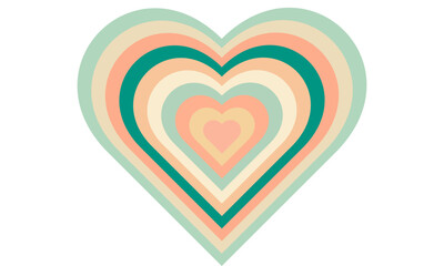 heart with rainbow vintage poster 1960s era