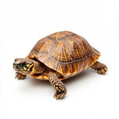 Obraz premium Vibrant Turtle with Striking Shell Pattern and Detail on a Clean White Background